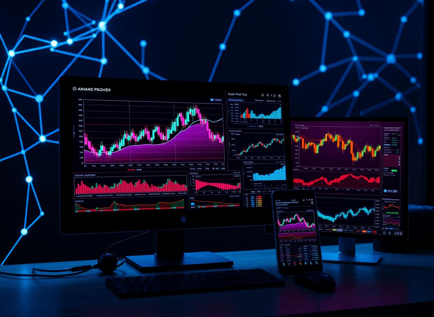 Tradex dashboards across desktop, tablet and mobile